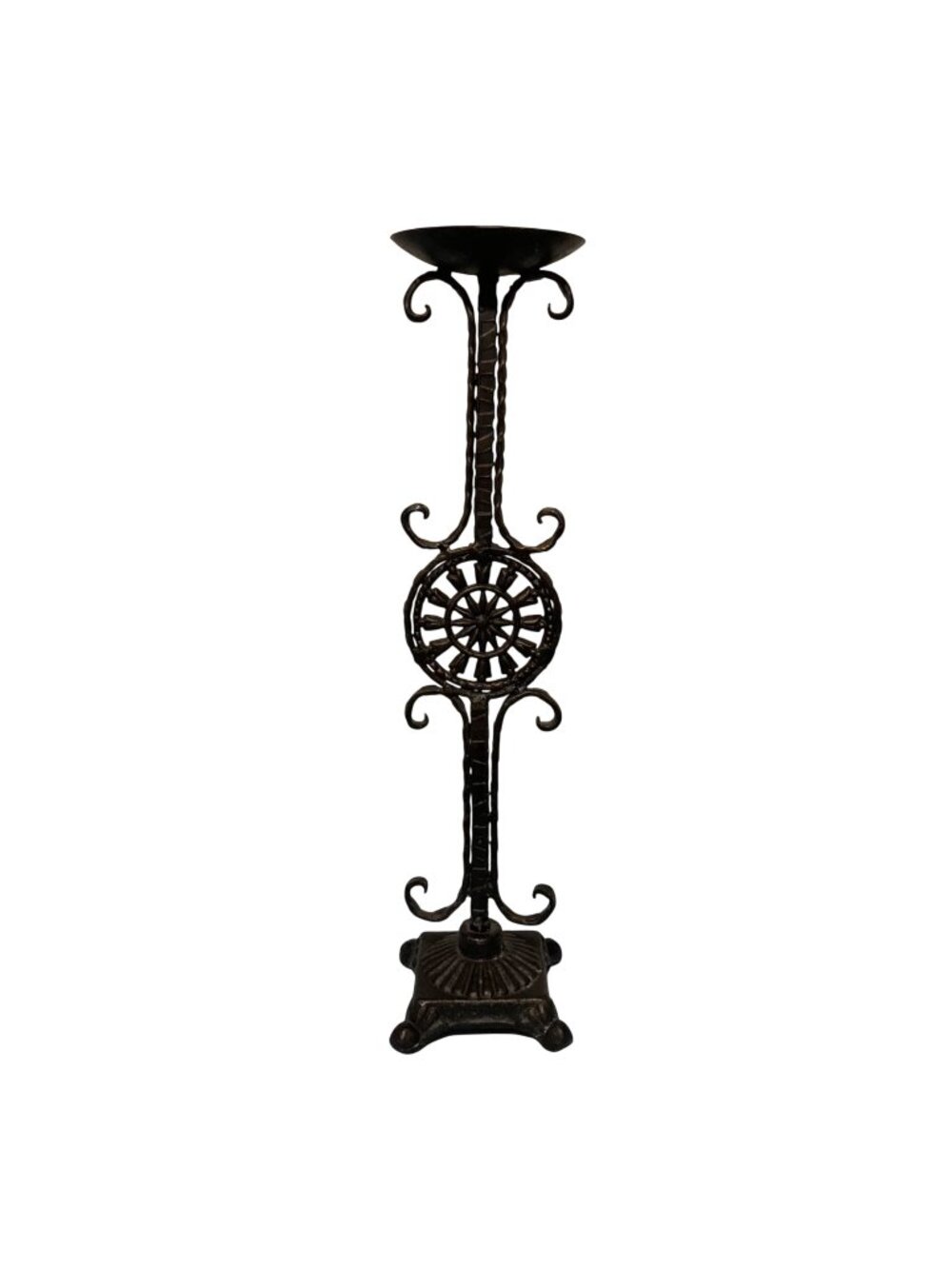 Wrought Iron Gothic Tall Scroll Design Castlecore Candle Holder Spanish Revival